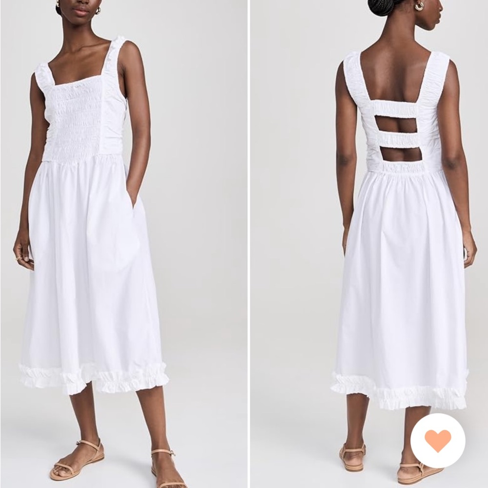 GANNI Cotton Poplin Midi Strap Smock Dress - 0